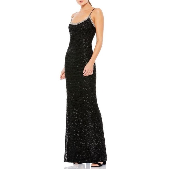 NWT Mac Duggal BEADED SPAGHETTI STRAP COLUMN GOWN #93551 - Picture 2 of 11